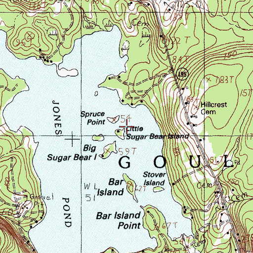 Topographic Map of Little Sugar Bear Island, ME