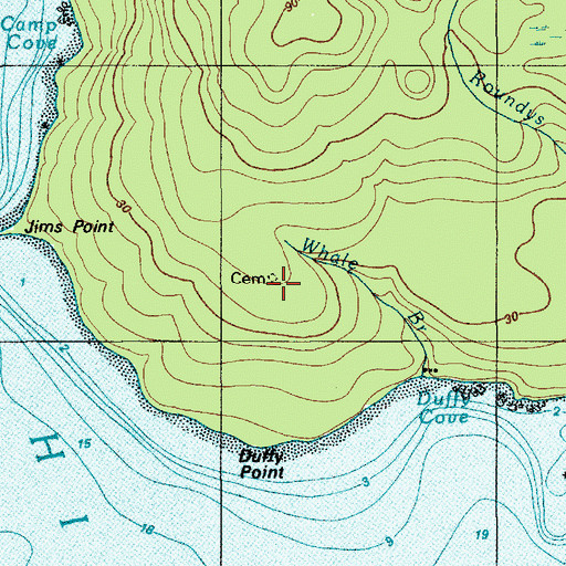 Topographic Map of Long Island Cemetery, ME