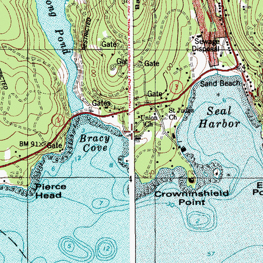 Topographic Map of Long Pond Post Office, ME
