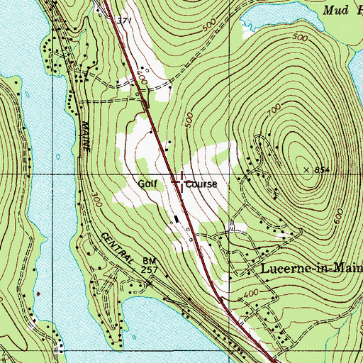 Topographic Map of Lucerne Hills Golf Club, ME