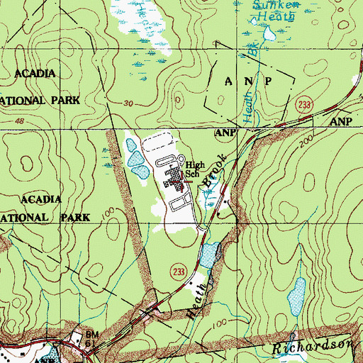 Topographic Map of Mount Desert Island High School, ME