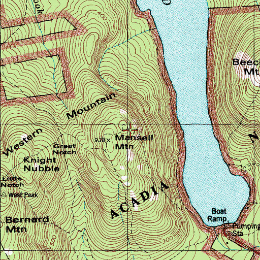 Topographic Map of Mansell Mountain Trail, ME