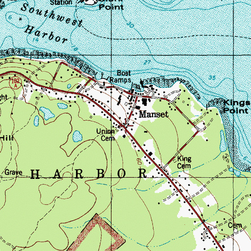 Topographic Map of Manset Union Church, ME