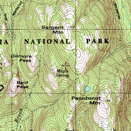 Topographic Map of Maple Spring Trail, ME