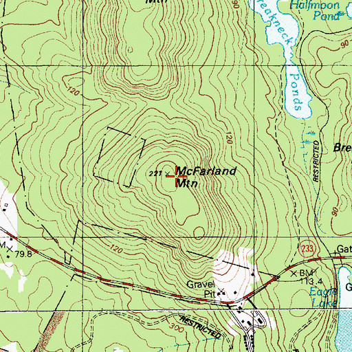 Topographic Map of McFarland Hill Trail, ME