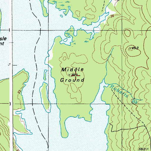 Topographic Map of Middle Ground, ME