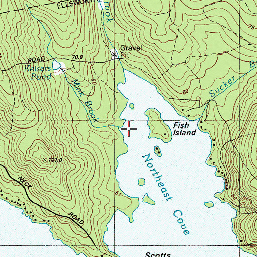 Topographic Map of Mink Brook, ME