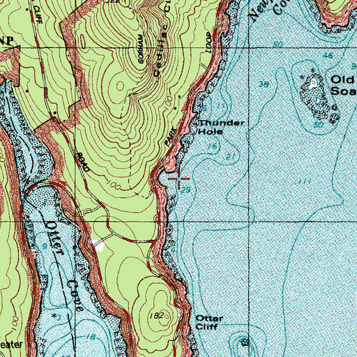 Topographic Map of Monument Cove, ME