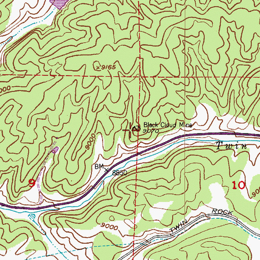 Topographic Map of Black Cloud Mine, CO