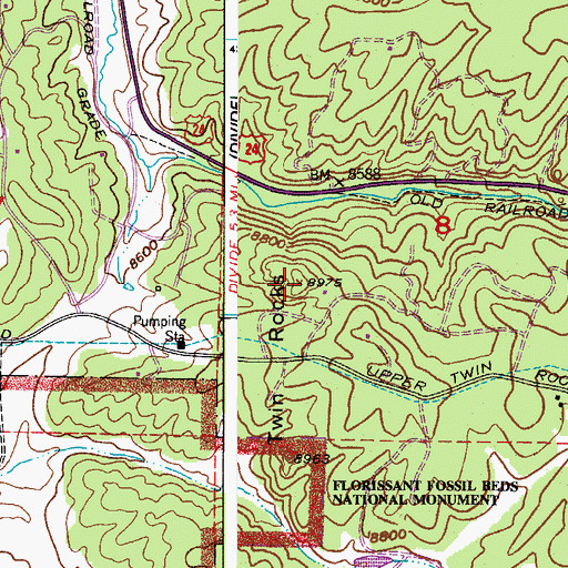 Topographic Map of Twin Rocks, CO