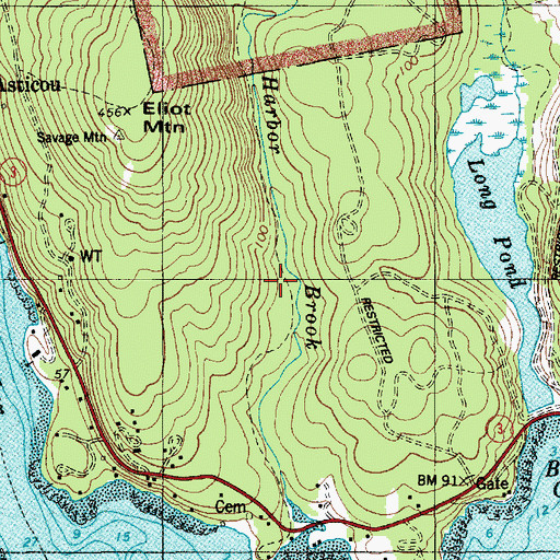 Topographic Map of Mount Desert Yacht Yard, ME