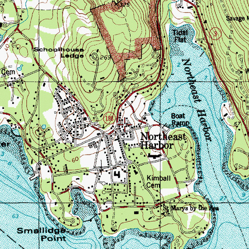 Topographic Map of Northeast Harbor Post Office (historical), ME