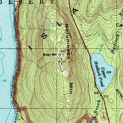 Topographic Map of Norumbega Mountain Trail, ME