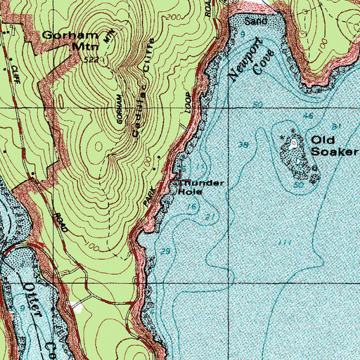 Topographic Map of Ocean Trail, ME