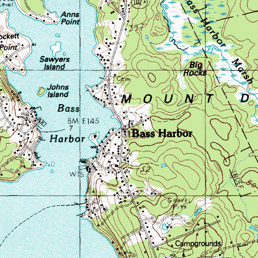 Topographic Map of Olsen Memorial Church, ME