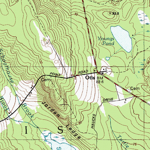 Topographic Map of Otis Baptist Church, ME
