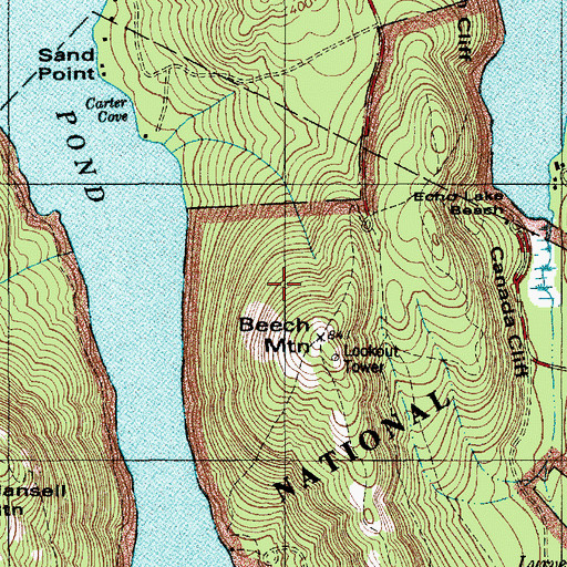 Topographic Map of Outer Beech Mountain Trail, ME