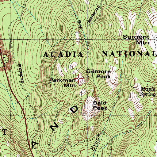 Topographic Map of Parkman Mountain Trail, ME