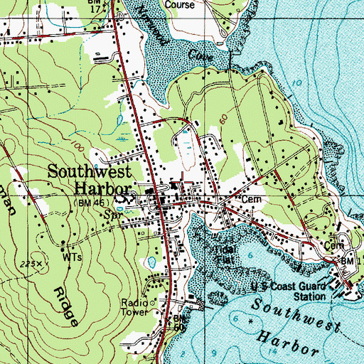 Topographic Map of Pemetic Elementary School, ME