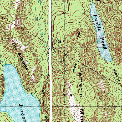 Topographic Map of Pemetic Mountain Ravine Trail, ME