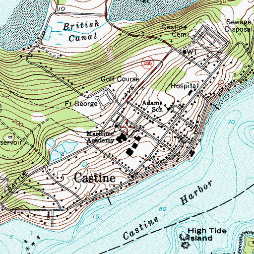 Topographic Map of Platz Hall, ME