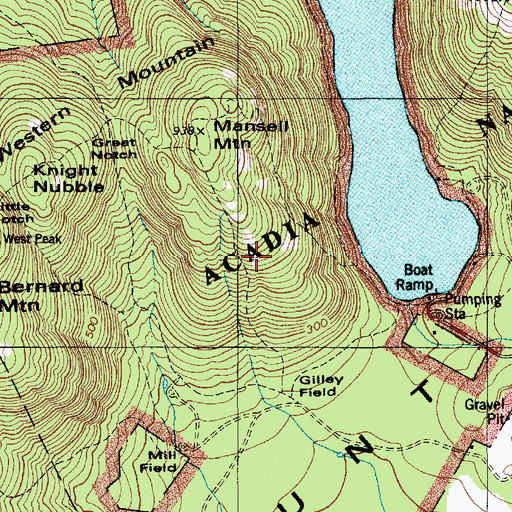 Topographic Map of Razorback Trail, ME