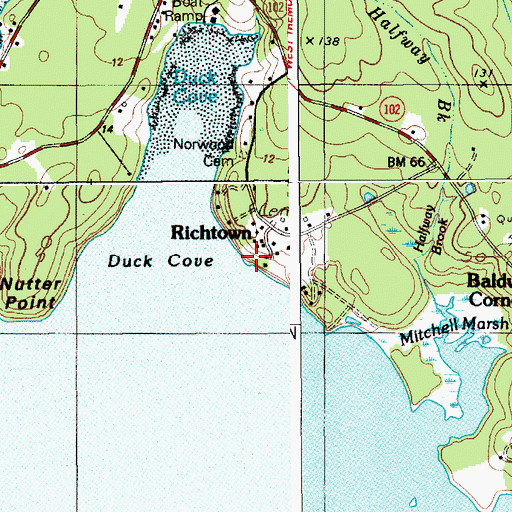 Topographic Map of Richtown, ME