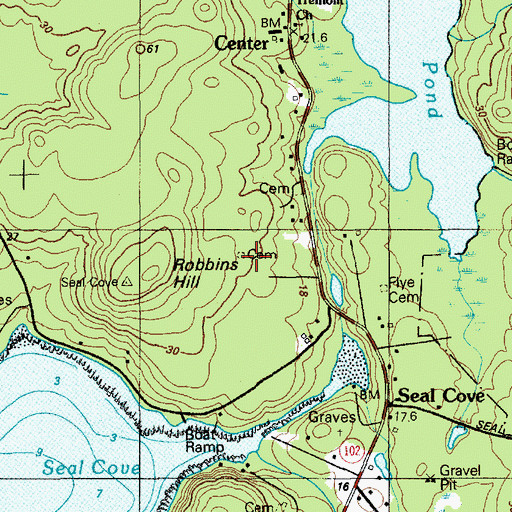 Topographic Map of Robbins Cemetery, ME