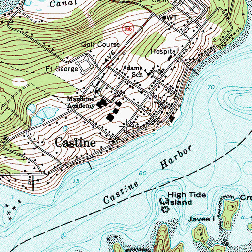 Topographic Map of Rodgers Hall, ME