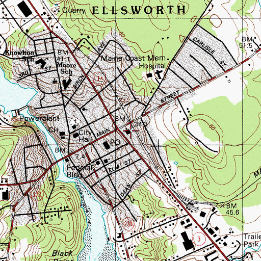 Topographic Map of Saint Andrew Lutheran Church, ME