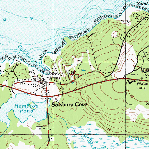 Topographic Map of Salisbury Cemetery, ME