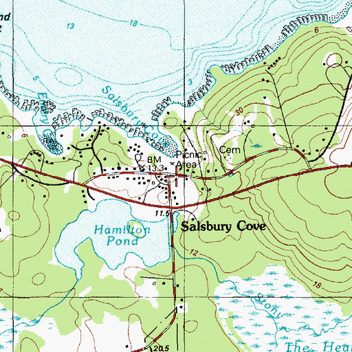 Topographic Map of Salsbury Cove Post Office (historical), ME