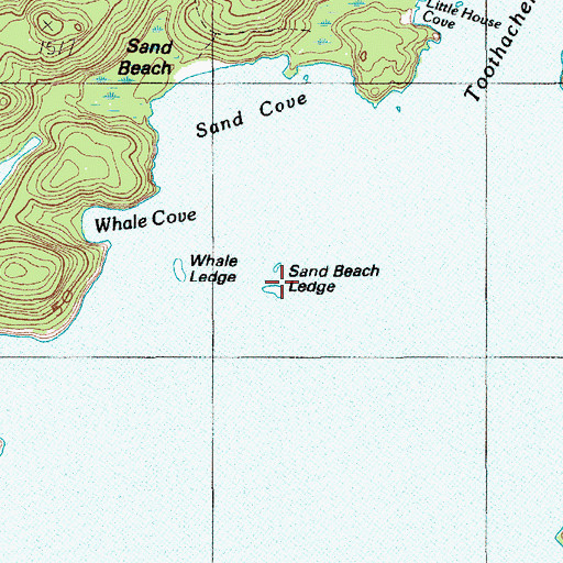 Topographic Map of Sand Beach Ledge, ME