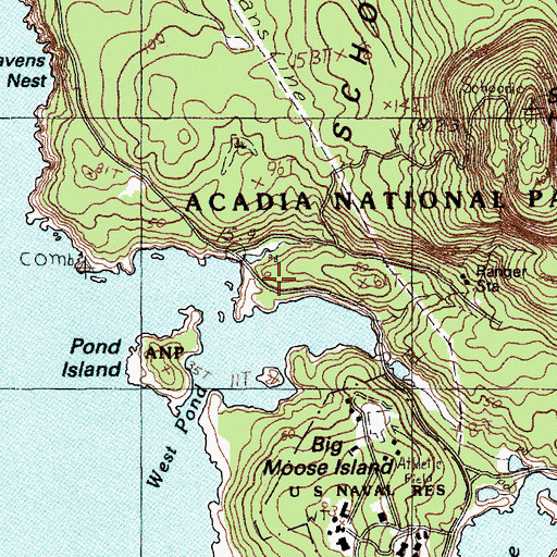 Topographic Map of Schoodic Head Trail, ME