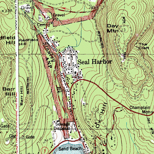 Topographic Map of Seal Harbor Congregational Church, ME
