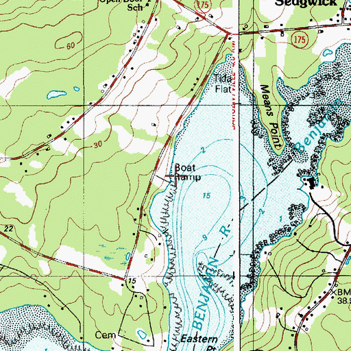 Topographic Map of Sedgwick Town Landing, ME