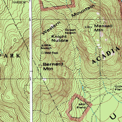 Topographic Map of Sluiceway Trail, ME