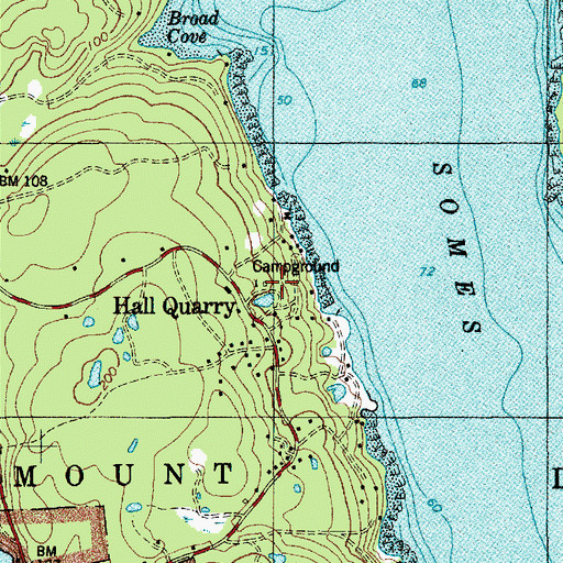 Topographic Map of Somes Sound View Campground, ME