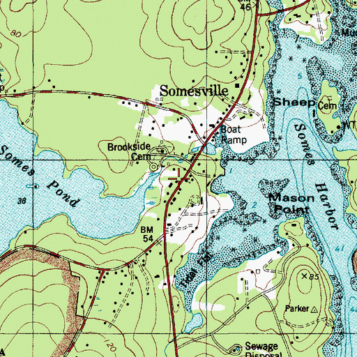 Topographic Map of Somesville Historic District, ME