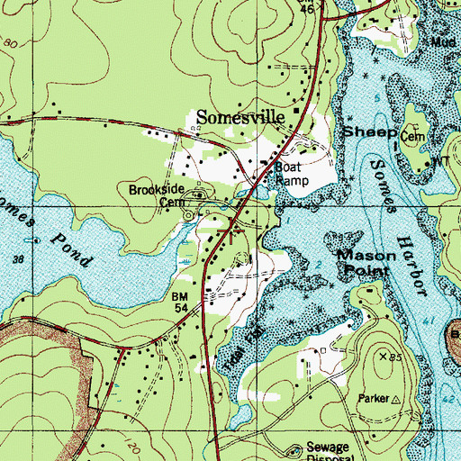 Topographic Map of Somesville Union Meeting House, ME