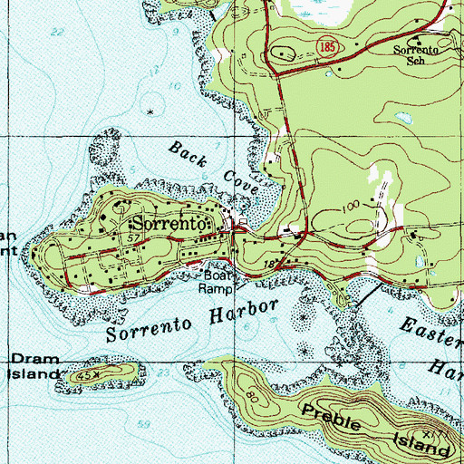 Topographic Map of Sorrento Post Office, ME