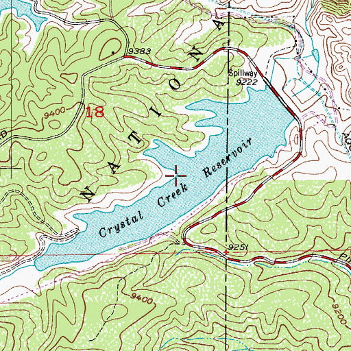 Topographic Map of Crystal Creek Reservoir, CO