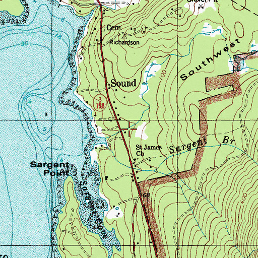 Topographic Map of Sound School House, ME