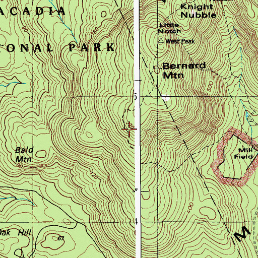 Topographic Map of South Face Trail, ME