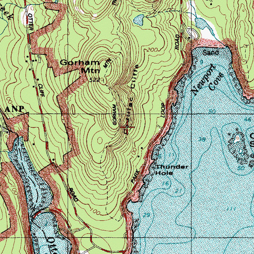 Topographic Map of South Gorham Mountain Trail, ME