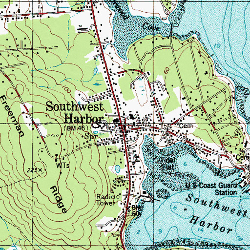 Topographic Map of Southwest Harbor Public Library, ME