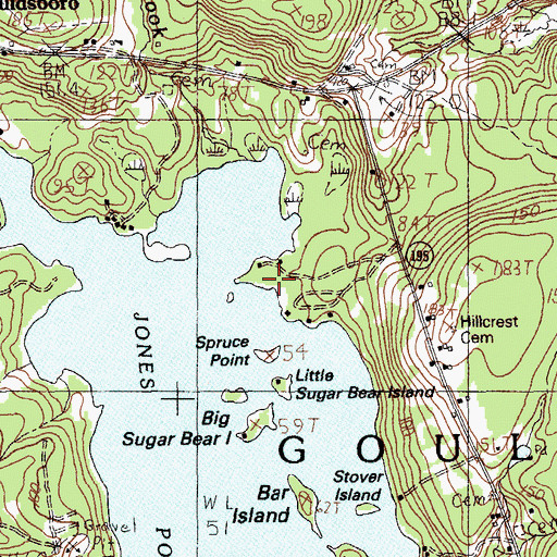 Topographic Map of Spruce Point, ME