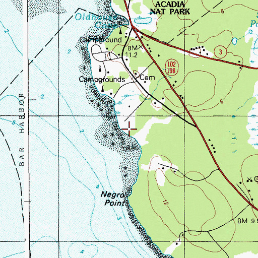 Topographic Map of Spruce Point, ME