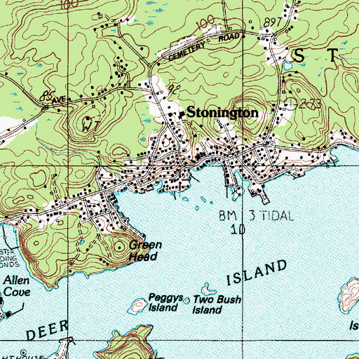 Topographic Map of Stonington Post Office, ME
