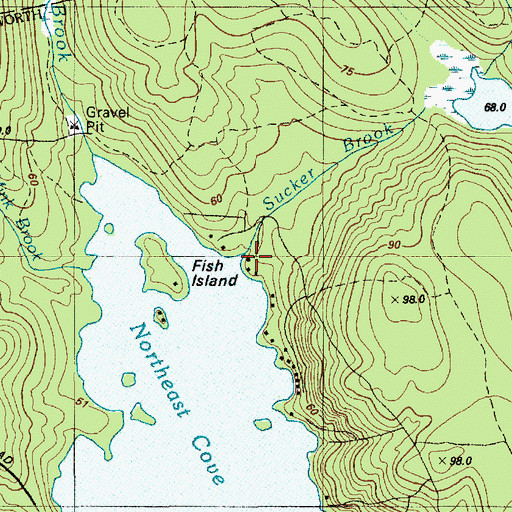 Topographic Map of Sucker Brook, ME
